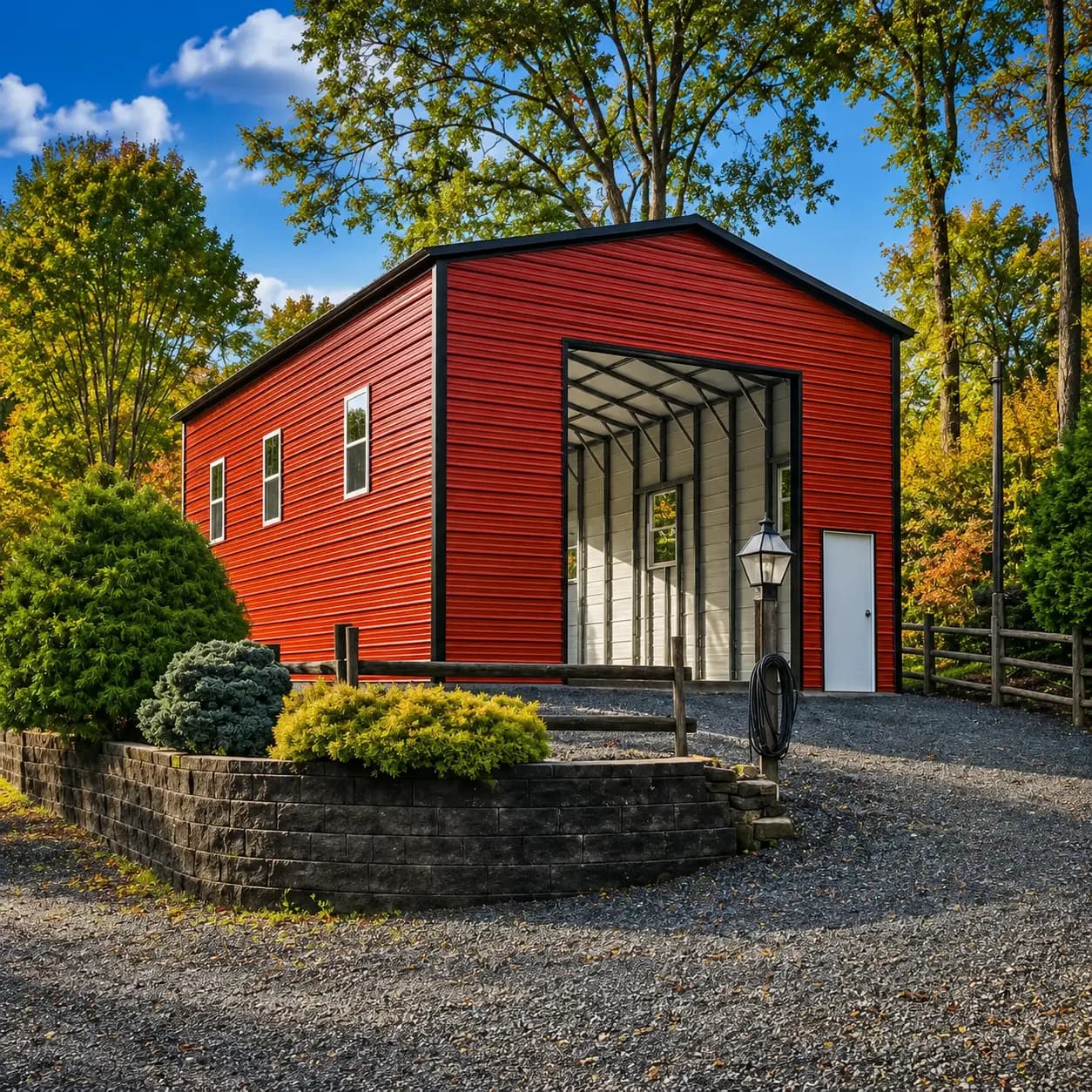 3D metal garage preview inside the builder